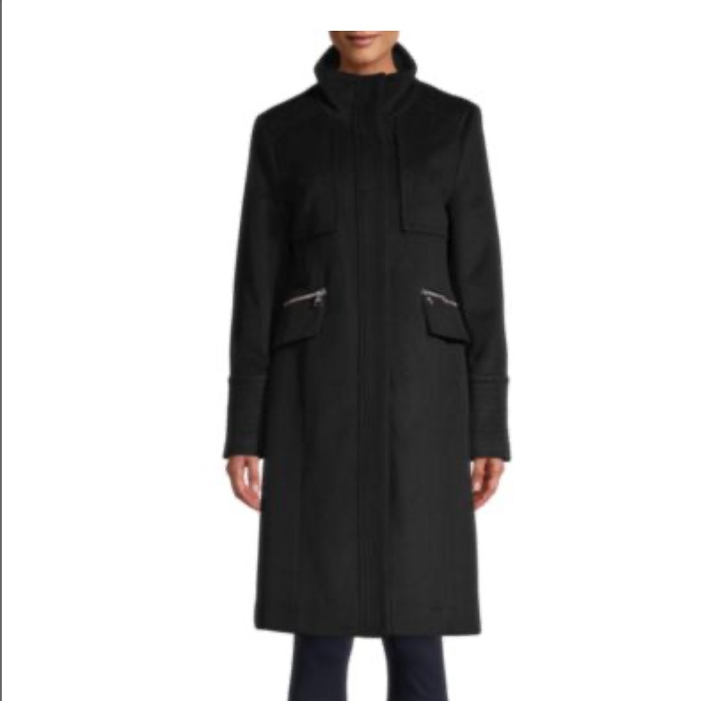 Karl Lagerfeld Paris Stand Collar Wool Blend Coat Size  XL - Picture 2 of 9